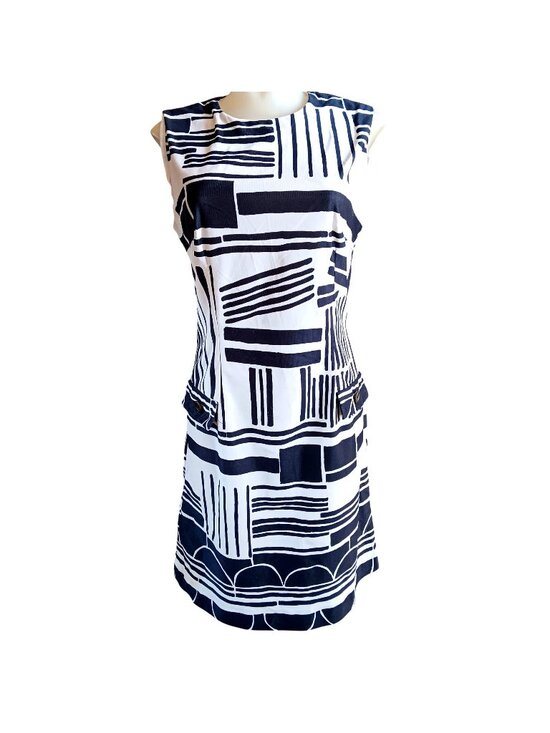 Parkshire Dresses & Skirts - Vintage Jackie-O Dress 6/8 Small 60's Mod Geometric Print Sleeveless Sheath Mod